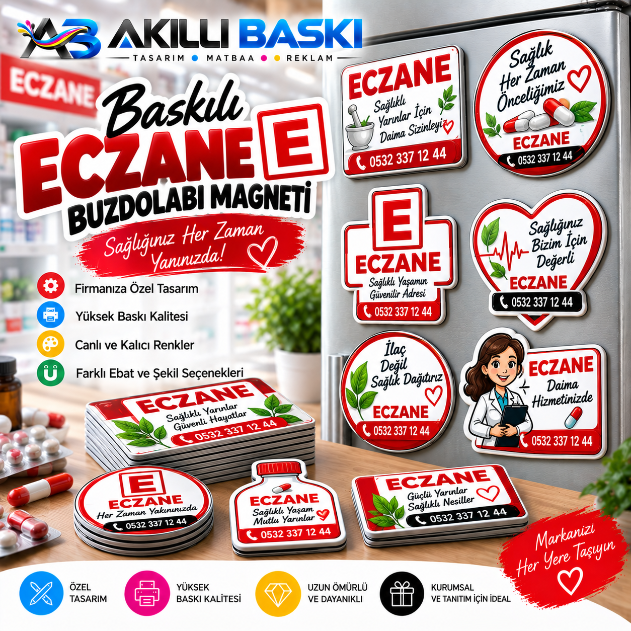 Baskılı Eczane Buzdolabı Magneti | Akıllı Baskı