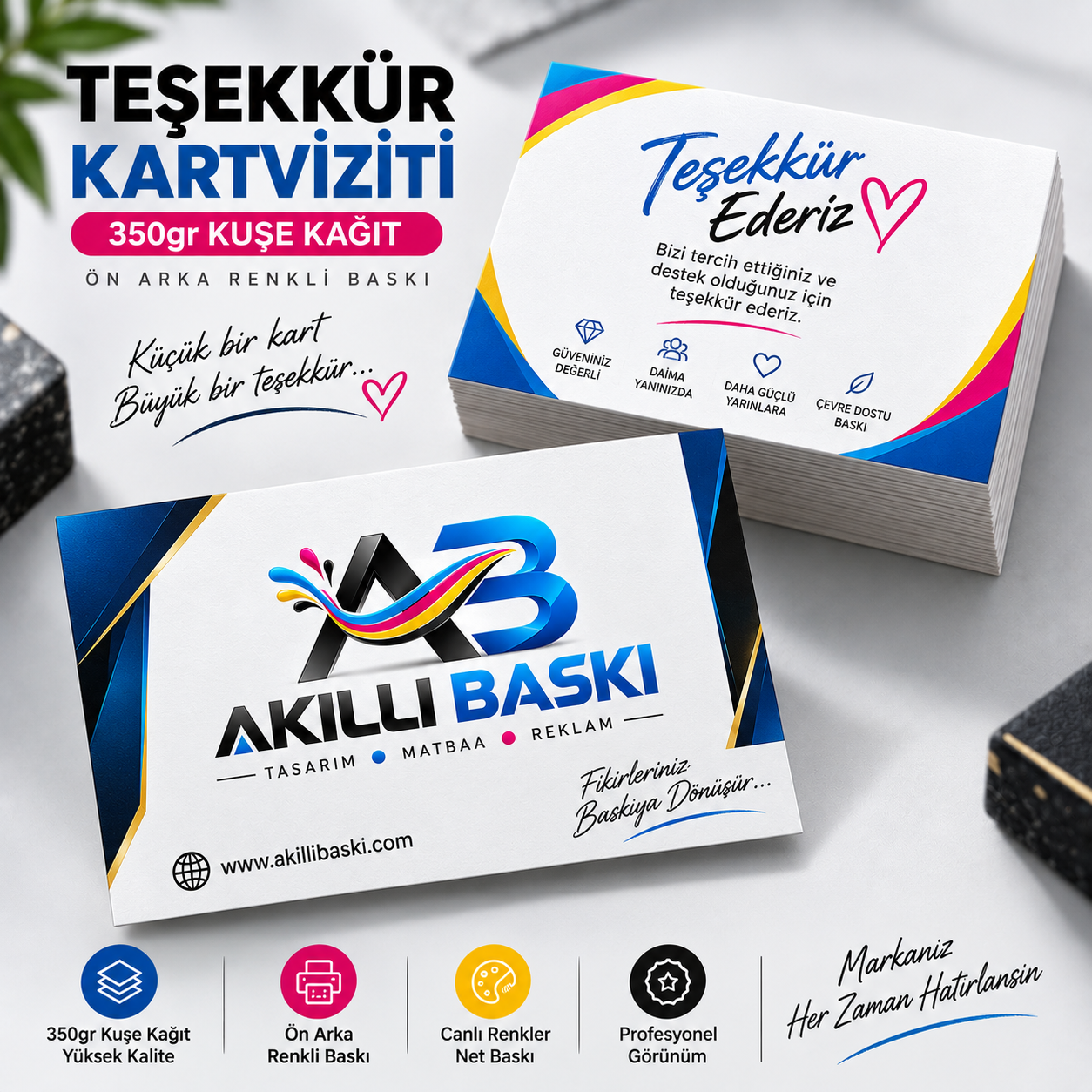Teşekkür Kartı Baskı ve Tasarım | Akıllı Baskı