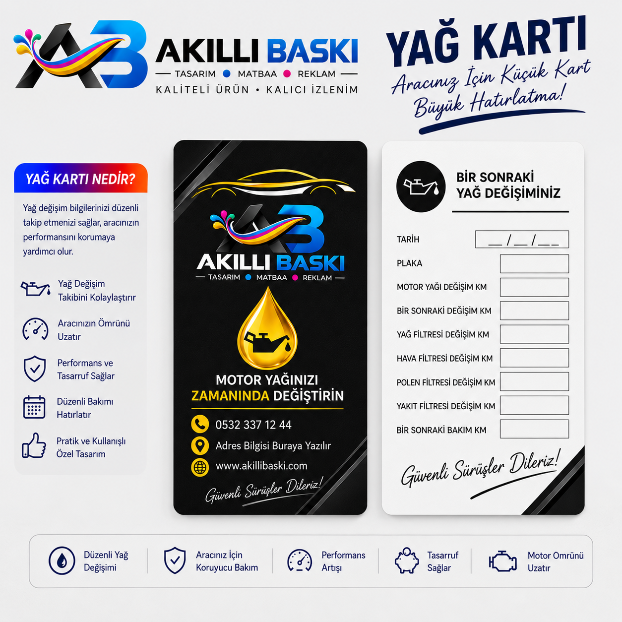 Servis yağ kartı baskı ve tasarım