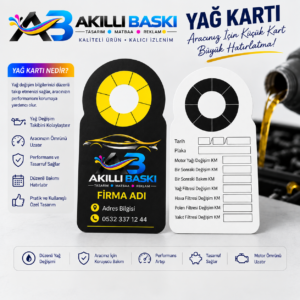 Özel kesim servis yağ kartı baskı ve tasarım